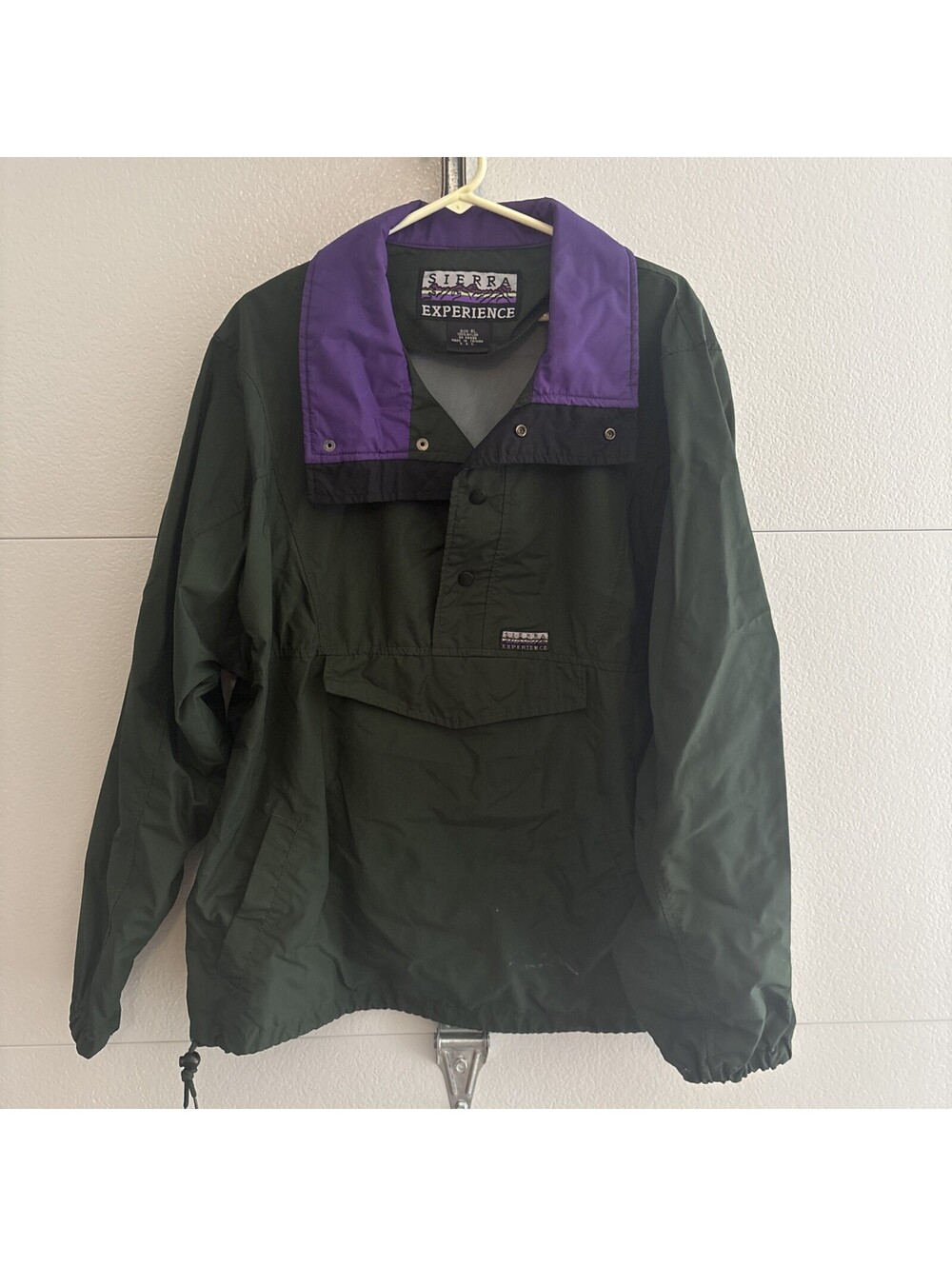 Sierra Experience Dark Green Purple Windbreaker Jacket Size XL Vintage 90S